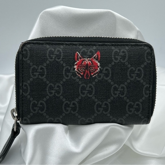 GUCCI Supreme GG Logo Wolf Zippy Coin Card Wallet - Picture 1 of 10